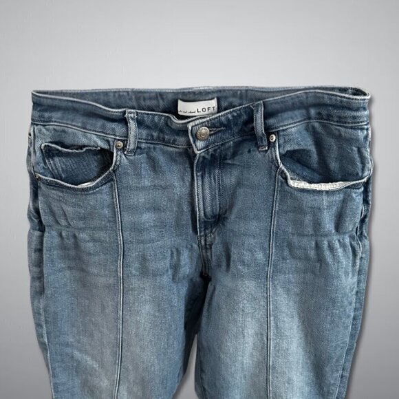 LOFT Relaxed Fit Denim Jeans Mid Rise Waist Vertical Seam Blue Women’s US 30/10 - Picture 3 of 6